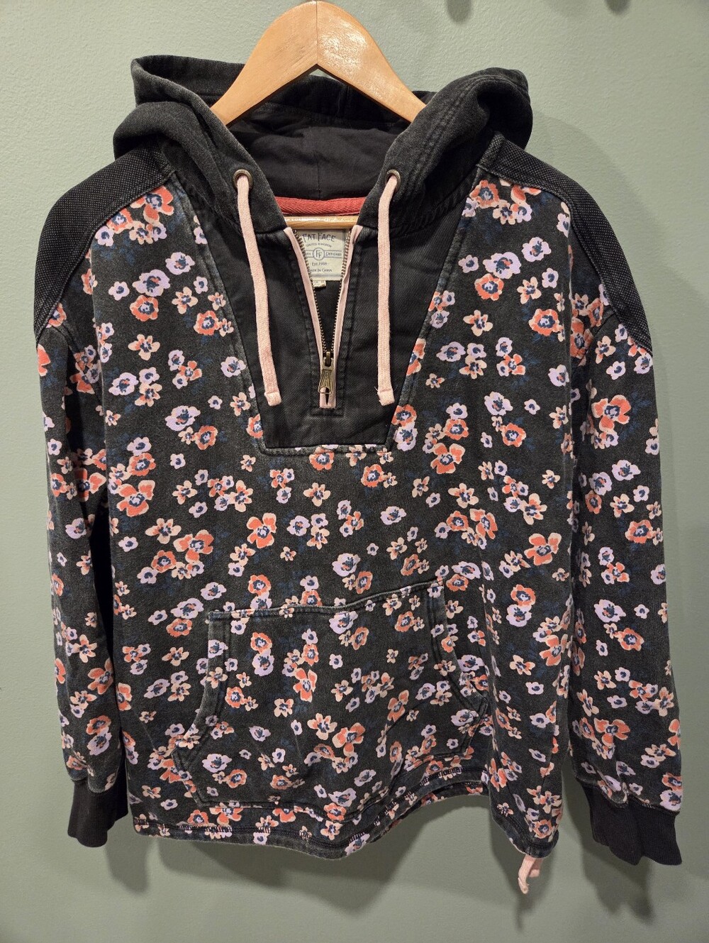 FatFace Black Floral Hooded Sweatshirt